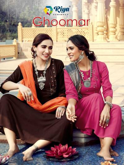 Ghoomar By Riya Designer Embroidery Casual Wear Kurti With Dupatta